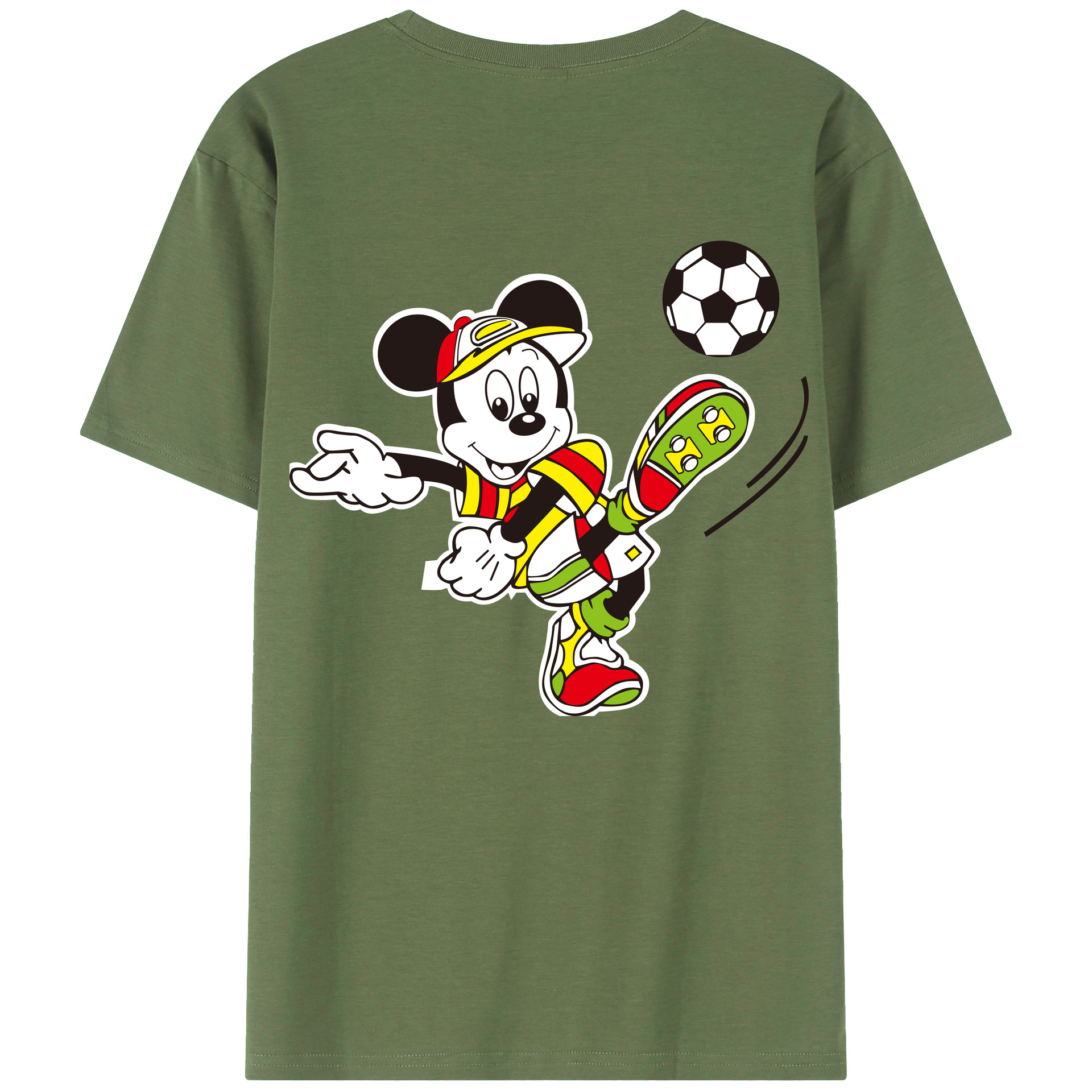 ミッキーマウス Mickey Mouse 綿100％ メンズ半袖Tシャツ（バックプリント） 通気性